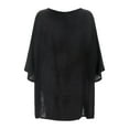 thumbnail image 4 of Blusa vintage con cuello en V y volantes de encaje para mujer - Top informal de manga 3/4 - Mezcla de algodón, lavable a mano/a máquina - Tallas M-XXXXXL, 4 of 4