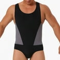 thumbnail image 2 of successthop Mens One Piece Swimsuit Mesh Nylon Beachwear Sleeveless Romper High Strecth Color Block Summer Jumpsuit XL, 2 of 9