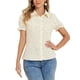 thumbnail image 1 of INSPIRAR CHIC Blusa de Algodón Floral con Mangas Abullonadas y Cuello Peter Pan para Verano, Uso Casual, Talla XL, Color Marrón, 1 of 5