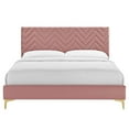 thumbnail image 3 of Modway Leah Chevron Tufted Performance Velvet King Platform Bed in Dusty Rose, 3 of 8
