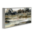 thumbnail image 2 of Trees By Lakeside Landscape Gray Framed Giclee Art, 30 x 13, Made In USA, 2 of 7