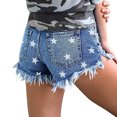 thumbnail image 5 of Pantalones cortos vaqueros rasgados informales de talle medio con bolsillos pantalones cortos con estampado de vaca pantalones cortos con estampado de vaca para mujer, 5 of 5