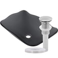 thumbnail image 1 of Novatto TIS-317GBN Rettangolare Clear Slate Grey Glass Scalloped Vessel Sink with Drain, 1 of 9