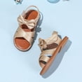 thumbnail image 5 of Staki Girls Sandals Glitter Crisscross Strappy Open Toe with Bow Summer Dress Sandals Gold,12 Little Kid, 5 of 6