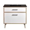 thumbnail image 3 of Modway Maverick 36" Wood Bathroom Vanity with Tapered Legs in Black/Oak, 3 of 11