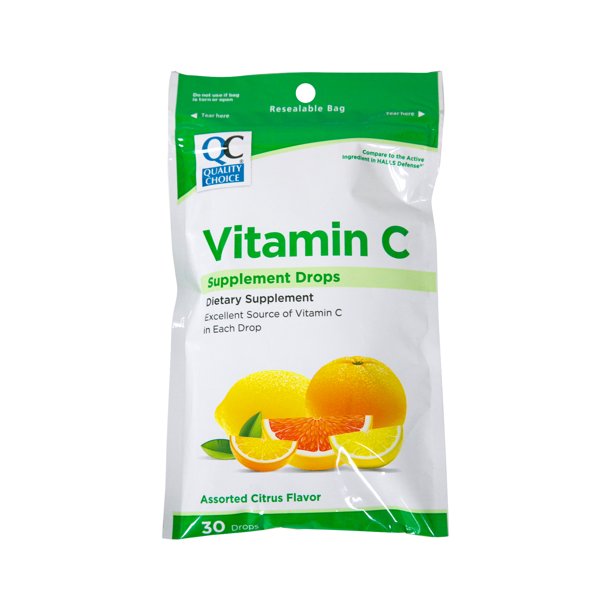 Quality Choice Vitamin C Dietary Supplement Drops Citrus Flavor 30
