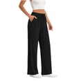 thumbnail image 4 of Mifsaly Linen Drawstring Pants Women Crochet Side Cutout Detail Wide Leg Casual Summer Pant Lightweight Flowy Vacation office Lounge Outfits with Pockets Black,XL, 4 of 7
