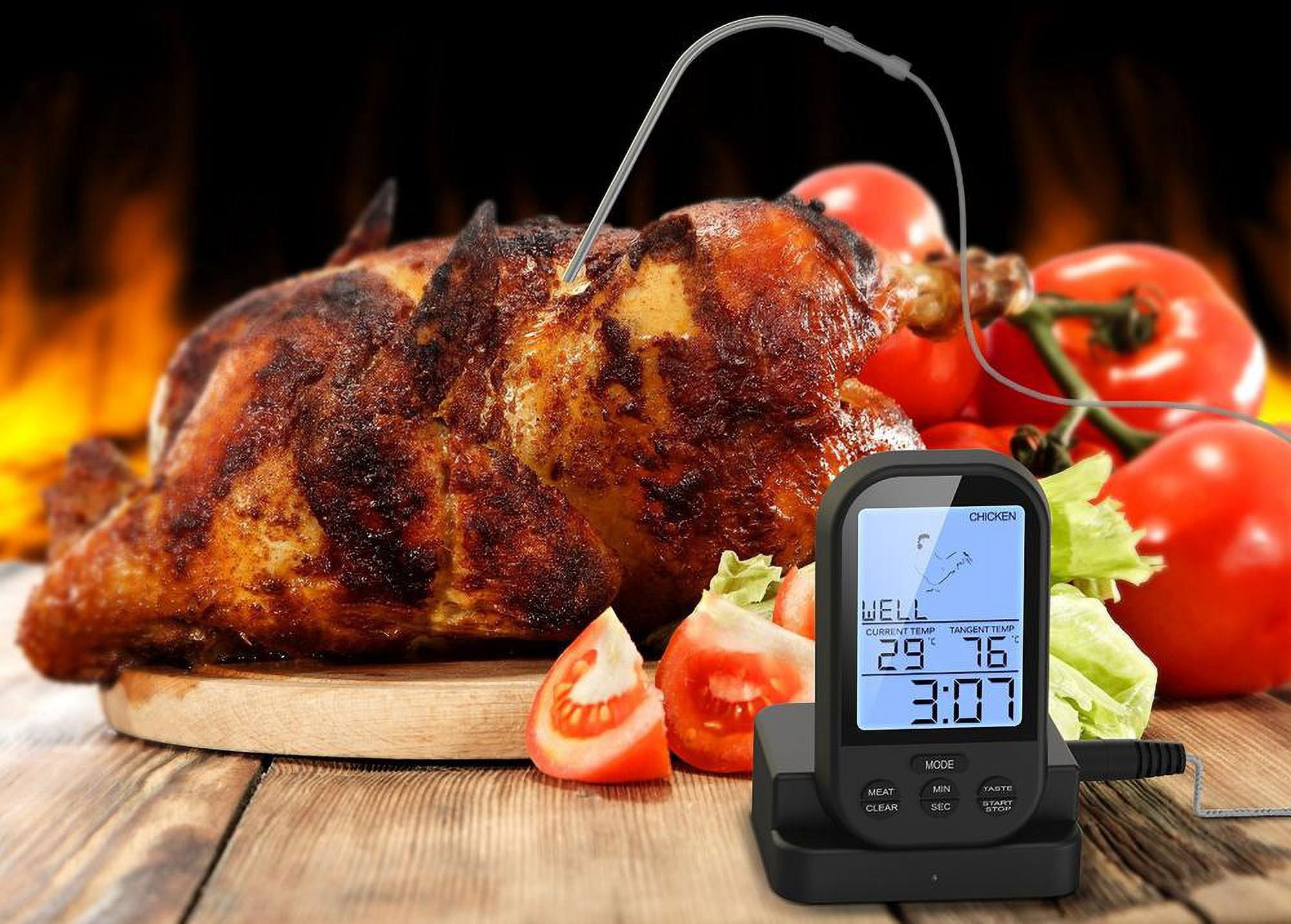 RIWPKFH Wireless Digital Thermometer Remote Cooking Thermometer With Timer-included Food Probe For Oven Grill Smoker Bbq