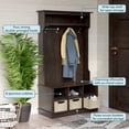 thumbnail image 2 of Twin Star Home 40" Hall Tree with Open Storage and Included Baskets, Midnight Cherry, 2 of 10