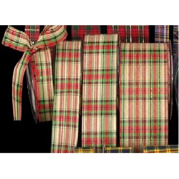 The Ribbon People Green and Red Tartan Cut Edge Craft Ribbon 2" x 66 Yards