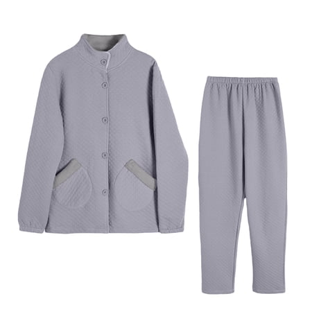 HAiming Women s Thicken Pajamas Set Winter Warm Long Sleeve Zip up Jacket and Pant Sleepwear 2 Piece Outfits Home Wear