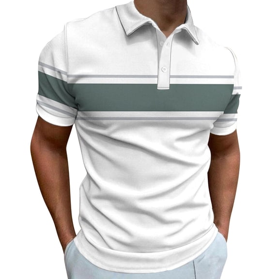 Klisyaur Color Block Blouses for Mens Short Sleeve Golf Collared Casual Fashion Lightweight Clothes Outfit