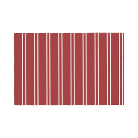 

Table Placemats Set of 4 - Stripes Red White 12x18 In Faux Linen Double Heat Resistant Place Mats Cloth Indoor/Outdoor Placemats Washable Table Mats for Dining Kitchen Party