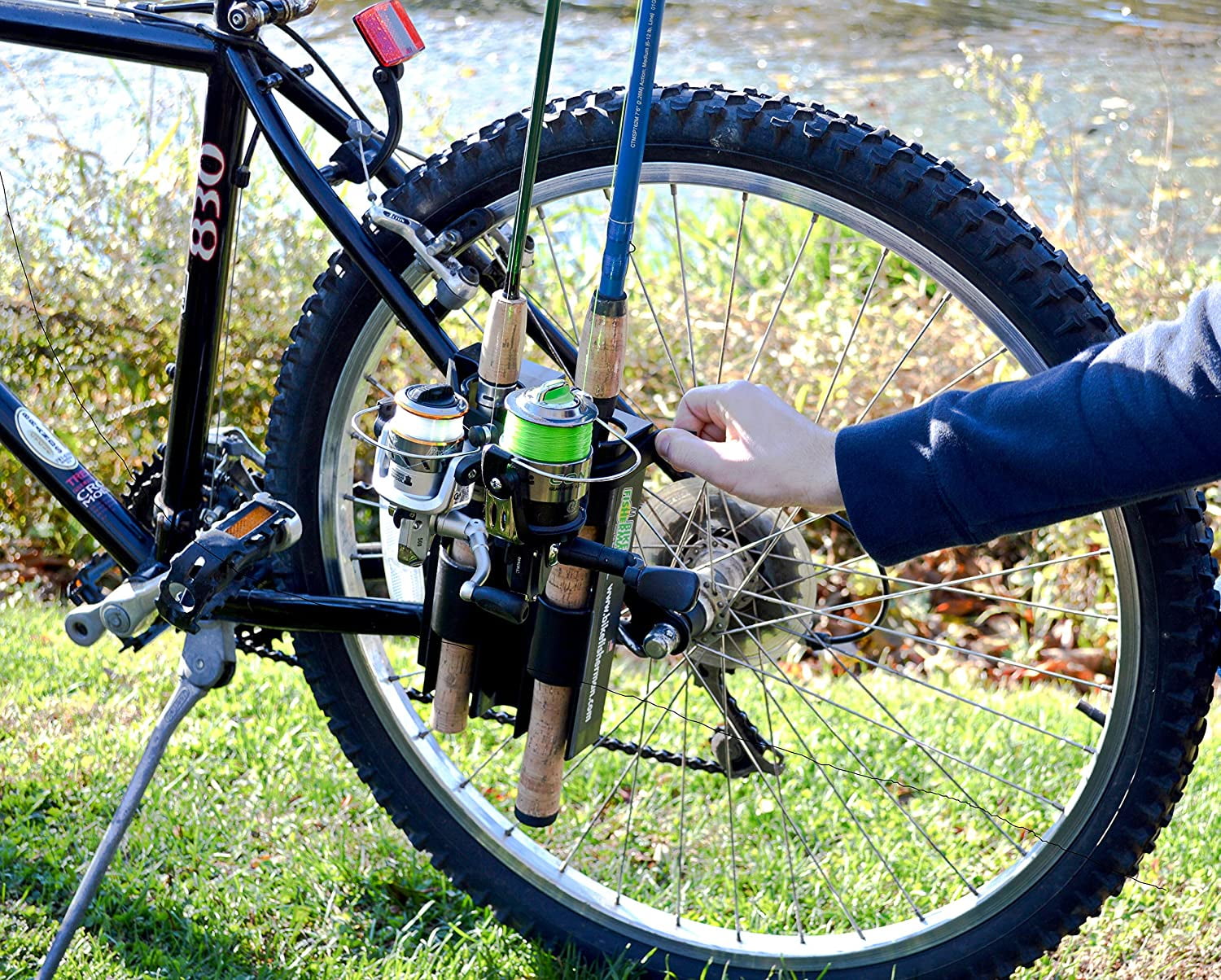 mountain bike fishing rod holder