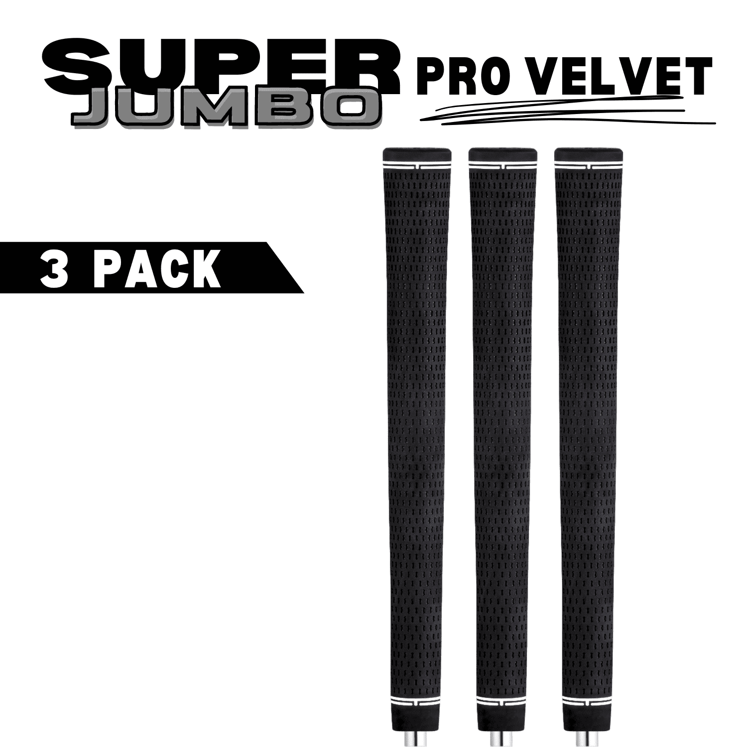 Majek Golf Club Grips Super Jumbo Extra Large Tour 360 Degree Black - NO LOGO - Round .600 Extra Large XL XXL Great for Tall Golfers with Big Hands - Premium Rubber Golf Grips - 3 Pack