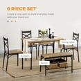 thumbnail image 4 of HOMCOM Industrial Dining Table Set for 6 People, 6 Piece Kitchen Table and Chairs Set, Dinner Table with Bench and Storage Shelf, Dinette Set, Rustic Brown, 4 of 10