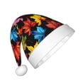 thumbnail image 2 of Haiem Rainbow Colorful Maple Leaves Pattern Santa Hat Confortable Velvet Christmas Hat for Christmas Party Favors Fit for Adults and Kids, 2 of 6