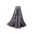 thumbnail image 2 of Women Casual Plain Tie-Waist Wrap Skirts Pants Chiffon Ruffle Wide Leg Overlay Loose Dress, 2 of 5