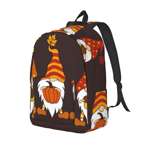 Disketp Fall Gnomes print Canvas Backpack Lightweight Travel Daypack Student Rucksack Laptop Backpack-