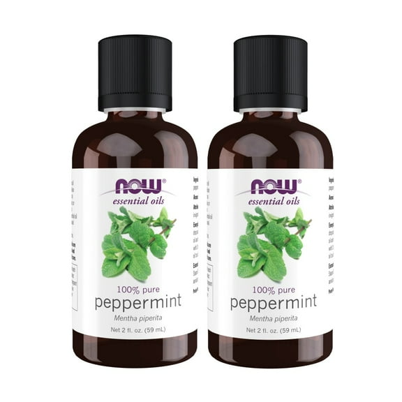 NOW Essential Oils, Peppermint Oil, Invigorating Aromatherapy Scent, Steam Distilled, 100% Pure, Vegan, Child Resistant Cap, 2-Ounce (2 pack)