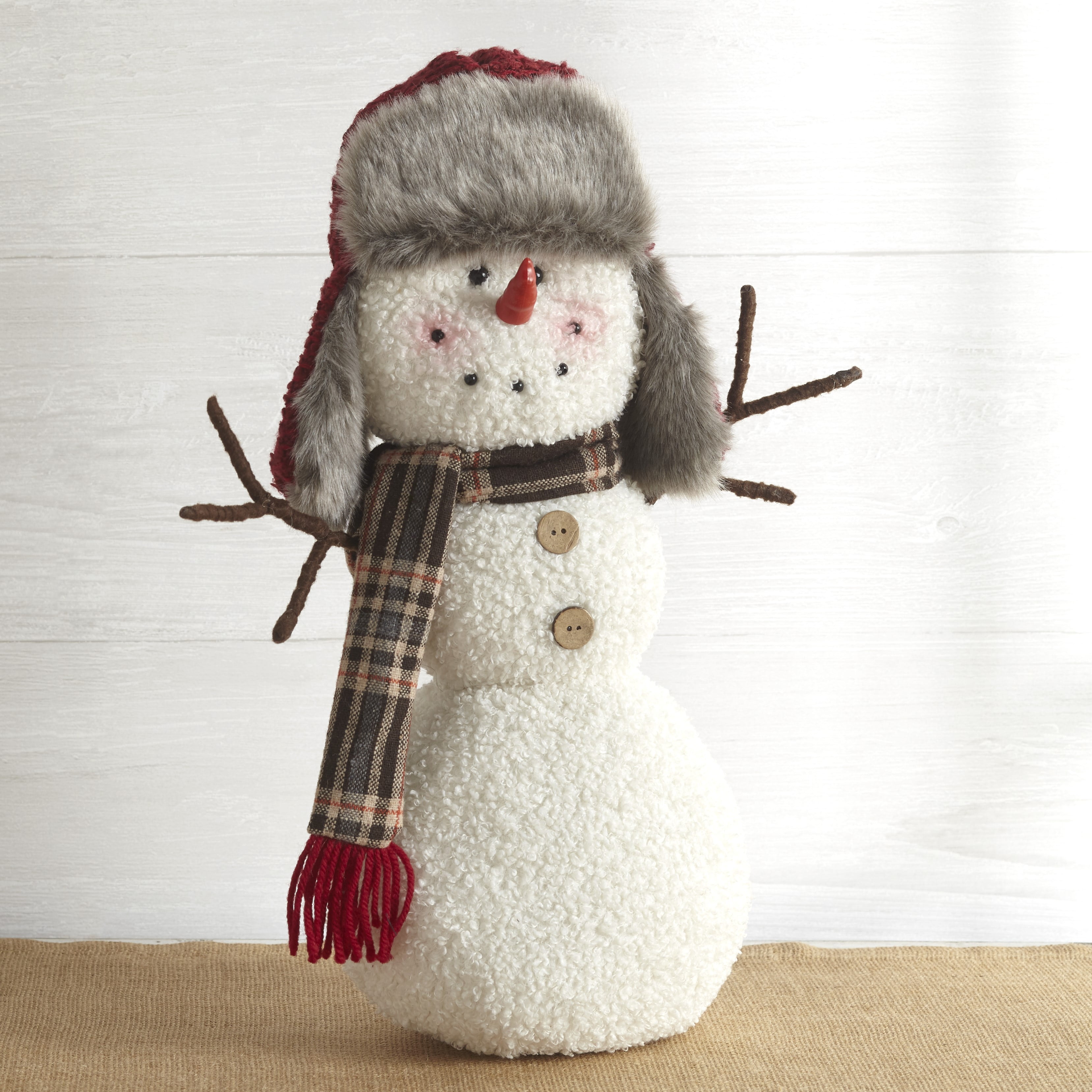 Plush Snowmen Tabletop Figurine Decoration with Winter Style Hat