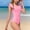 02a Pink, variant on Teen Swimsuits One Piece Girls Swimsuit Ruffle Adjustable Straps One Piece Bathing Suit Solid Color Ruched Girls' Swimwear 9-16Y