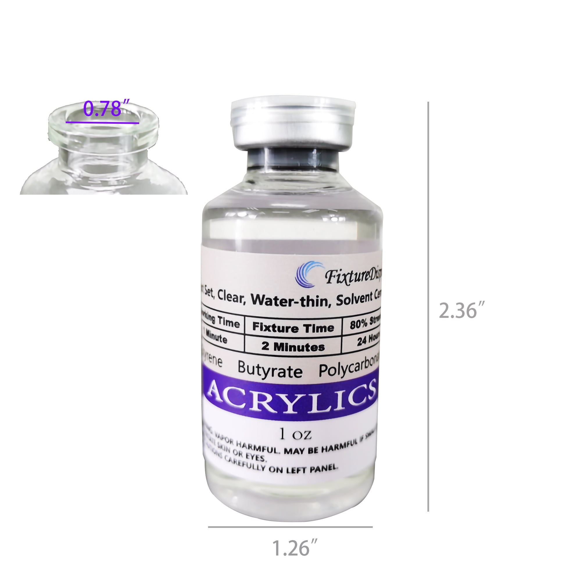 Buy FixtureDisplays® 1 Ounce Acrylic Glue Glass Bottle Plexiglass