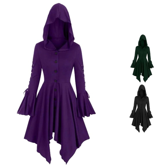 Women Pirate Jacket Long Sleeve Hooded Jacket Dresses Pirate Halloween Cosplay Halloween Women, Size 5XL
