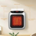 thumbnail image 3 of Portable Heater, 800W Ceramic Plug in Heater, Space Electric Fan Heater with Remote Control, 12H Timer, LED Display, 2 Heat Setting [DB], 3 of 5