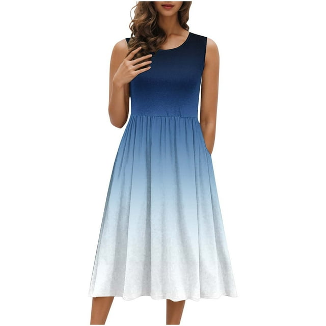 Taqqpue Robes d'Été Noires pour Femmes 2025 Robe Décontractée Ample Sans Manches Col Rond Ligne A Maxi Robe de Plage Voyage Vacances