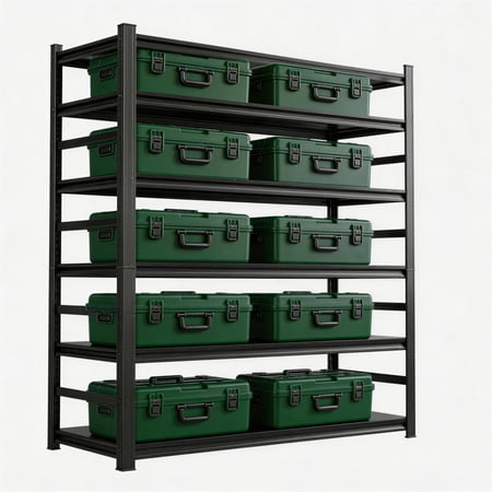 72"H × 36"W Metal Shelving, Garage Shelves Series, Heavy Duty Storage Shelf, Large Industrial Steel Racks for Garage, Basement & Factories, Multifunctional Utility Shelving Unit, 18"D
