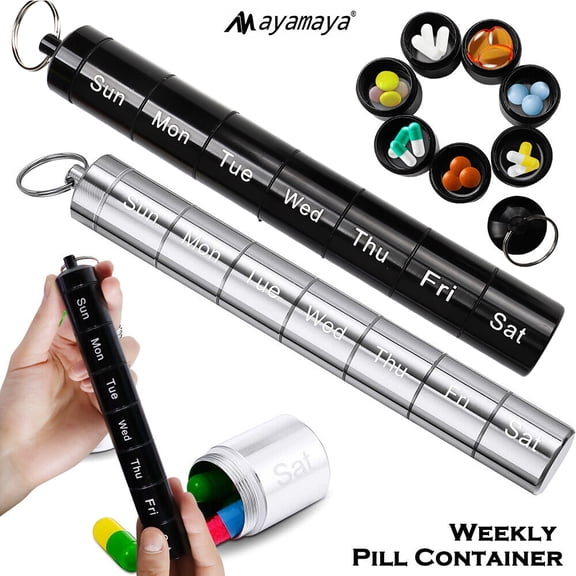 7 Day Weekly Pill Organizer Box Aluminum Alloy Large Medicine Dispenser Container Case Holder