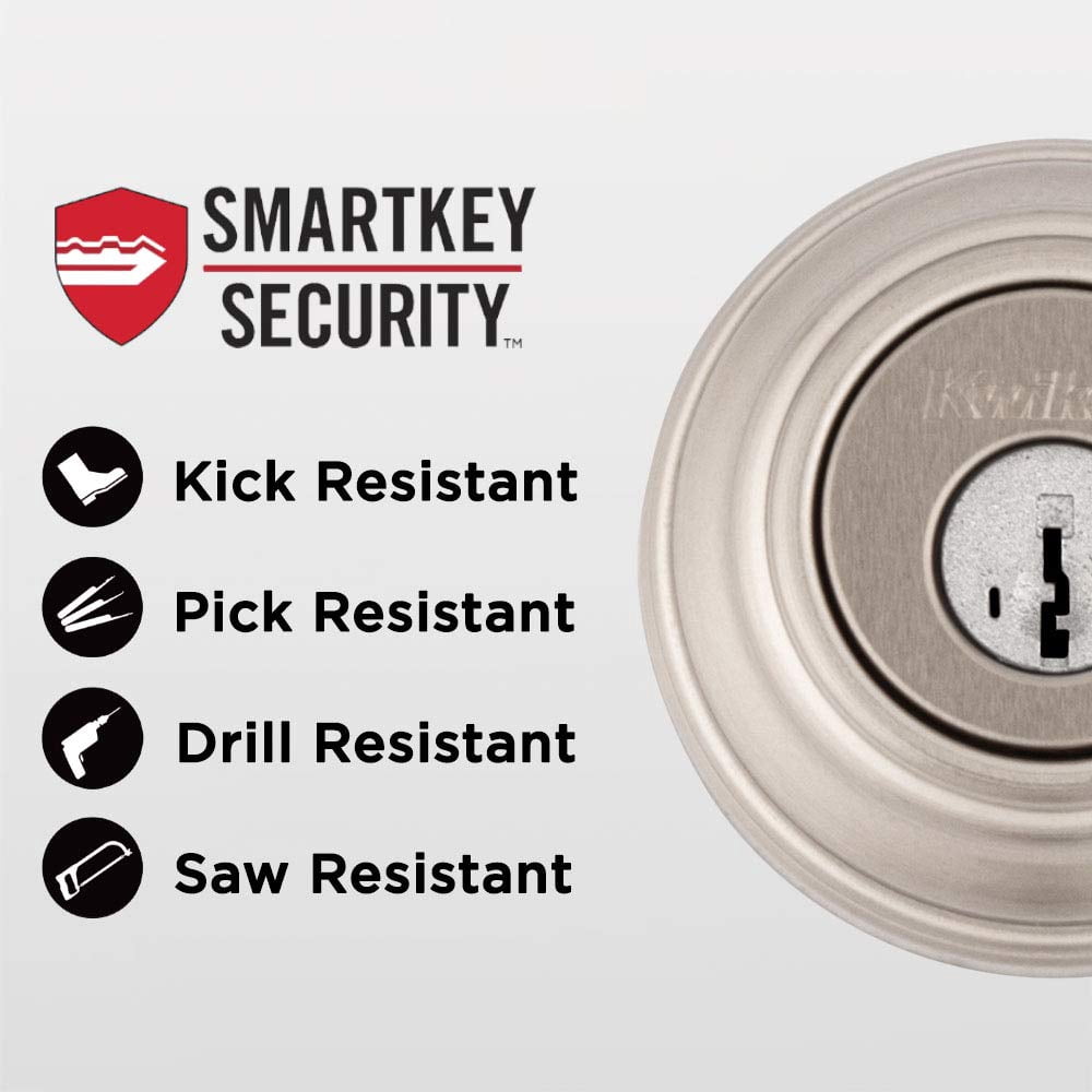 991 Juno Keyed Entry Knob and Single Cylinder Deadbolt Combo Pack featuring SmartKey® in Satin Nickel