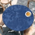 thumbnail image 2 of Navy Blue Round Tablecloth, Fitted Table Cover with Elastic for 55"-60" Round Tables, Vintage Country Monochrome Farmhouse Table Cloth Outdoor Indoor Dinning Party Waterproof Tablecloths, 2 of 7