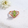thumbnail image 3 of JEWELRYTREASURE 12x6 mm / 1.5 Ct Peridot Wedding Ring Set Opal Diamond Cluster Bridesmaid Jewelry for Women August Birthstone Art Deco Gift for Her, 3 of 7
