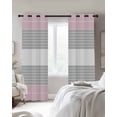 thumbnail image 3 of Pink Striped Blackout Curtains 84 Inches Long for Bedroom, Multicolor Grey White Horizontal Stripes Thermal Insulated Room Darkening Black Out Window Curtain Panels Grommet Drapes for Living Room, 3 of 8