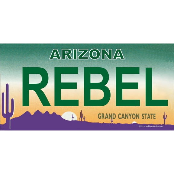Arizona REBEL Photo License Plate  Free Personalization on this Plate
