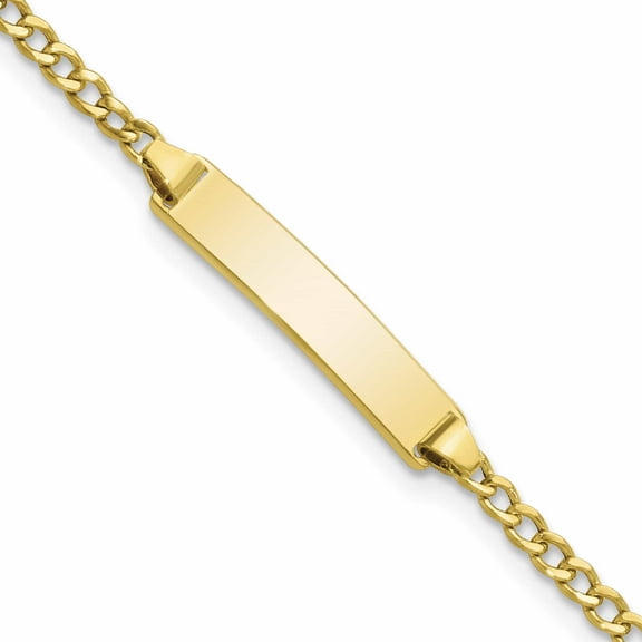 10K Yellow Gold Semi-Solid Curb Link Id Bracelet (5.5 X 4.17) Made In United States 10dcid132-5.5