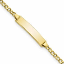 10K Yellow Gold Semi-Solid Curb Link Id Bracelet (7 X 4.44) Made In United States 10dcid132-7