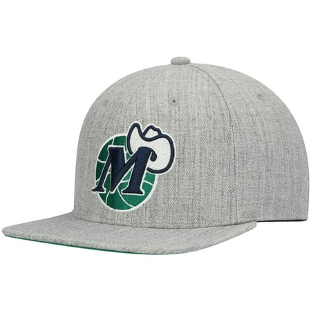 Men s Mitchell & Ness Heathered Gray Dallas Mavericks Hardwood Classics Team 2.0 Snapback Hat
