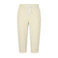 thumbnail image 7 of Fnooota Cotton Linen Capri Pants for Men, Casual Summer Elastic Waist Relaxed Fit Mens Capris Beige Size L, 7 of 7
