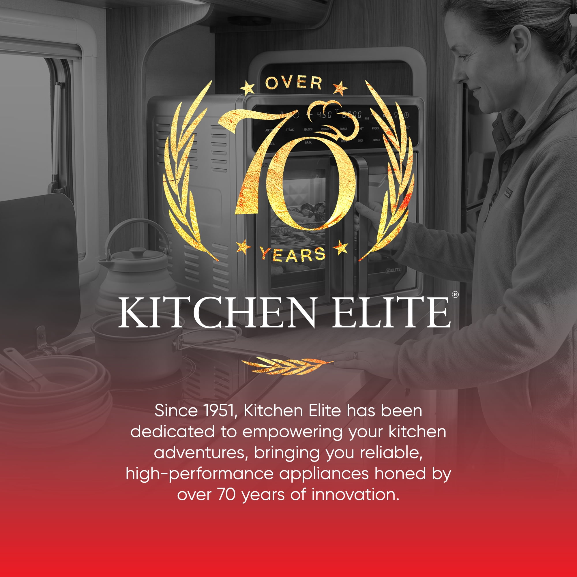 Kitchen Elite 16 Qt French Door Air Fryer Oven, Countertop Cooker with LED Display
