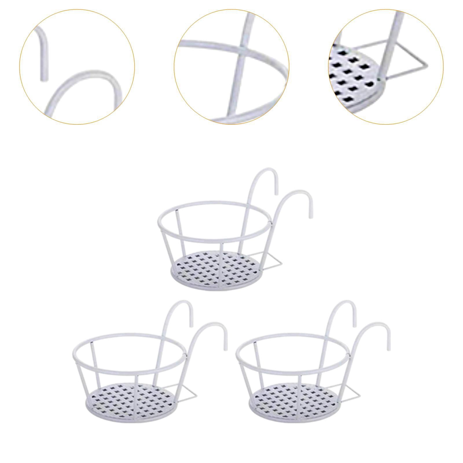 simhoa 3x Hanging Planter Basket Above The Rail Flower Pot Holder Around Hanging Railing Planters for Window Courtyard Outdoors in The Interior Outdoors White