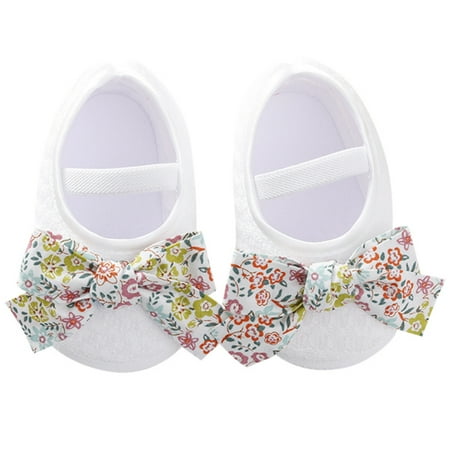 Baby Girls Flats with Infant Non-Slip Soft Sole Cute Bowknot Shoes Newborn Princess Wedding Shoes Toddler First Walkers 0-18M
