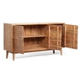 thumbnail image 5 of Modern Farmhouse 3 Door Storage Cabinet, Wooden Boho Style Carved Texture Coffee Bar Table, Sideboard Buffet Cabinet For Dining Room Entryway Kitchen Living Room, 5 of 9