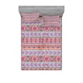thumbnail image 2 of Ambesonne Ethnic Fitted Sheet & Pillow Sham Set, Retro Spring Aztec Art, Twinxl, Pale Blue Indigo, 2 of 3