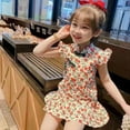 thumbnail image 5 of Bullpiano Toddler Girls Elegant Cheongsam Floral Dresses Kids Summer Chinese Style Party Dress 1-6T, 5 of 6