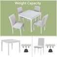 thumbnail image 6 of 5 Piece Dining Table Set, Rustic Wood Kitchen Table and 4 Upholstered Chairs Set, Farmhouse Square Wooden Dining Room Set for Kitchen Dining Room, for Small Spaces, Breakfast Nook, White, 6 of 8
