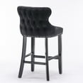 BTMWAY Black Upholstered Bar Stools Set of 2, Counter Height Solid Wood