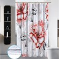 thumbnail image 3 of Stall 36"x72" Red Flowers and Grey Leaves Shower Curtain Set with Hooks,Watercolor Rose Floral Bathroom Curtain,Modern Minimalist Waterproof Bath Curtains for Bathroom Decor, 3 of 6